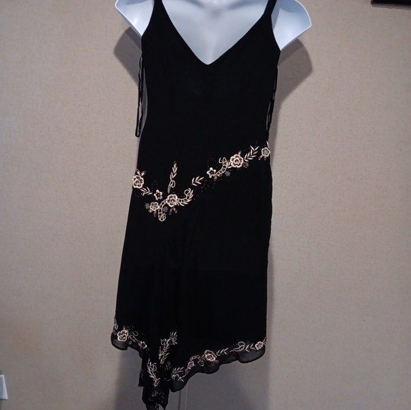 Vintage Y2K R&M Richards Emroidered Sequin Floral Appliqué Chiffon Drop Size 8 - Picture 5 of 6